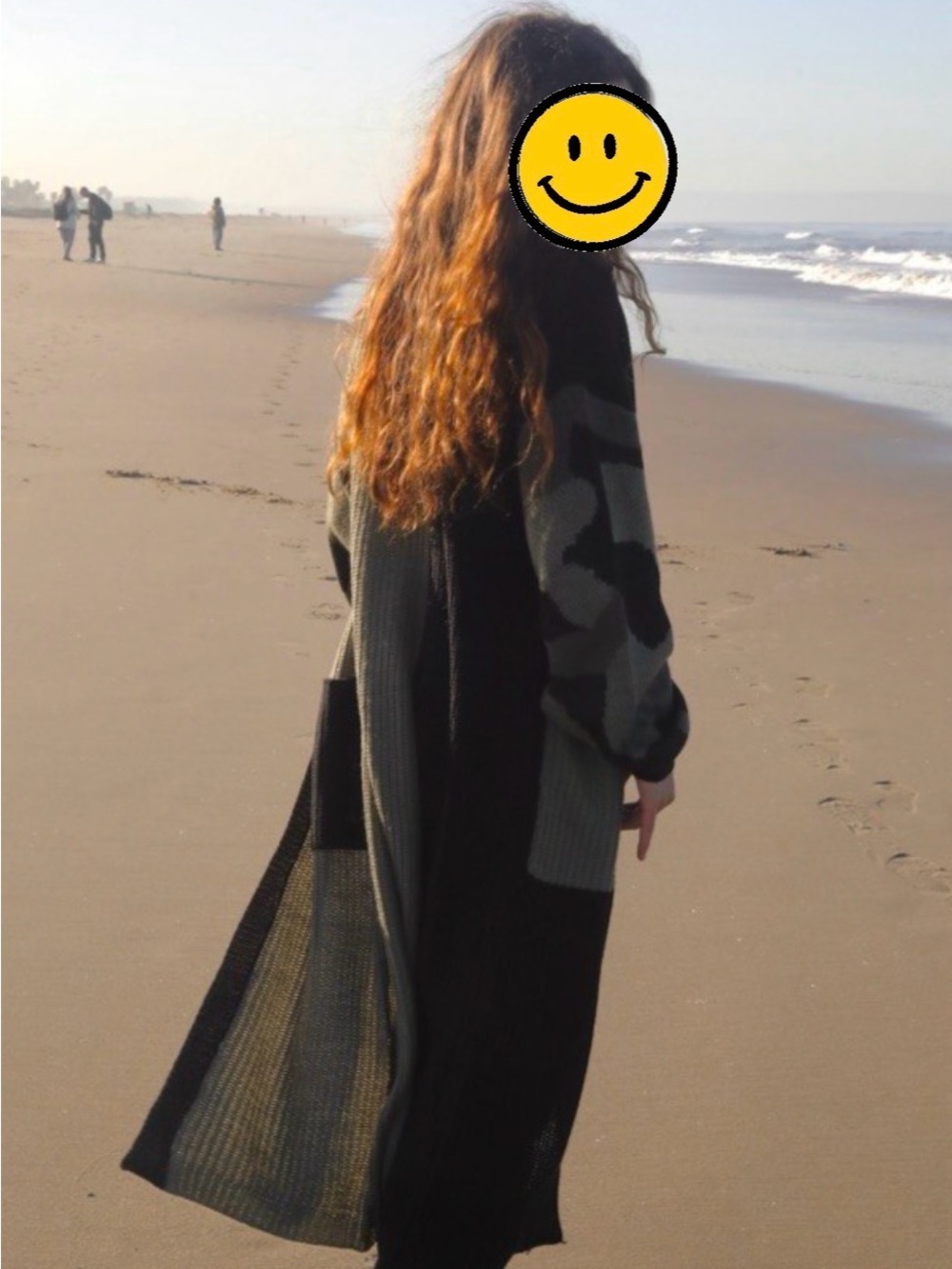 Long Open-Front Colorblock Knit Cardigan - Black & Olive